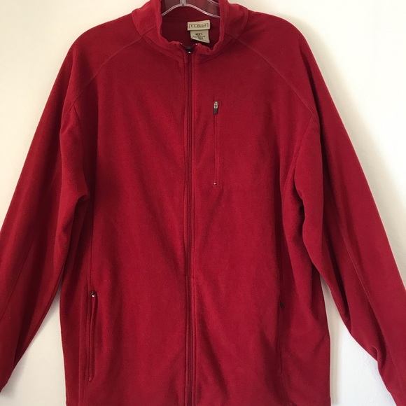 L.L. Bean fleece zip up jacket men size Large Tall Red - Picture 2 of 8
